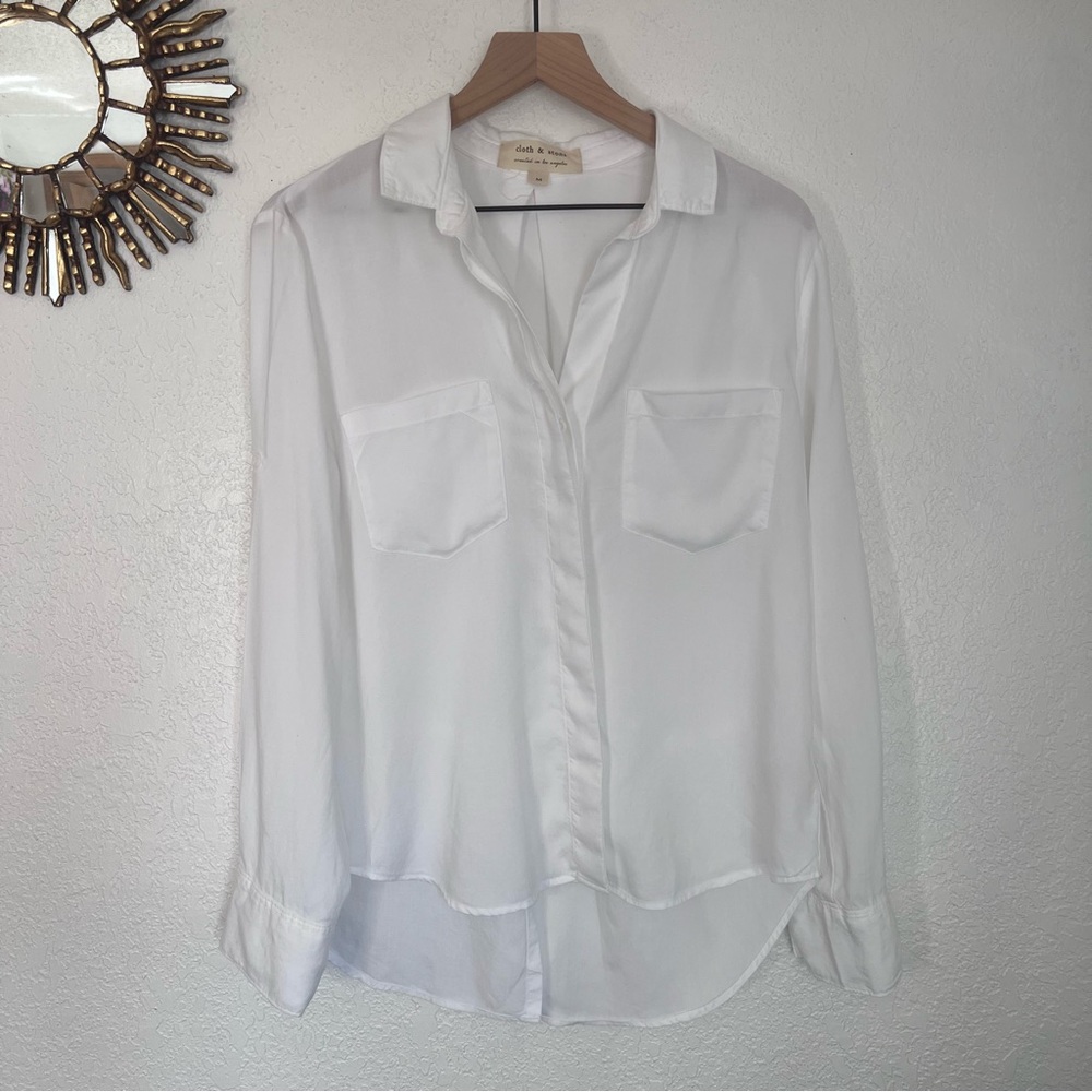 Cloth And Stone White Button Down Split Back Size… - image 5